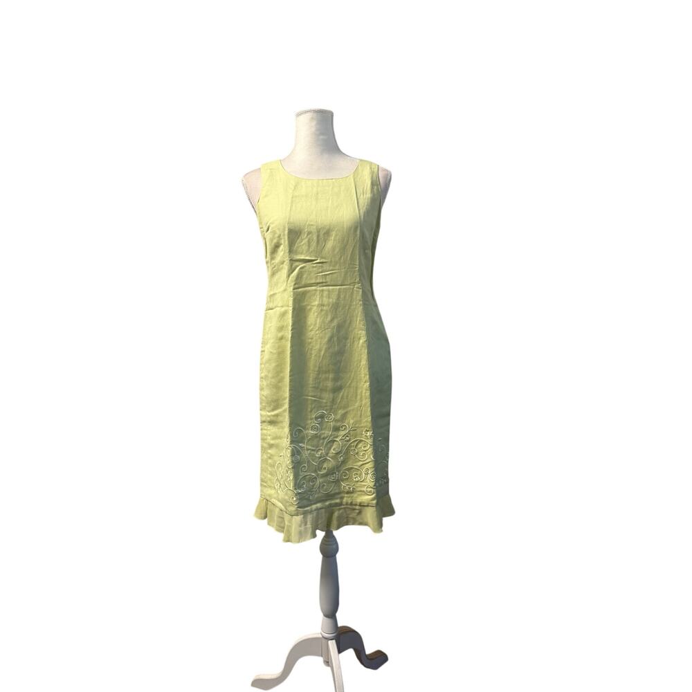 jessica howard women's green ruffle hem sleeveless dress sz 6 petite